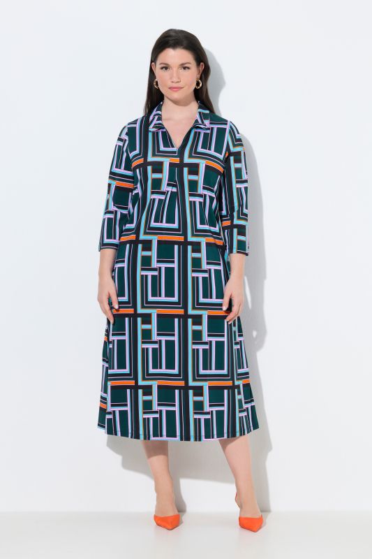Geometric Print Slinky Dress