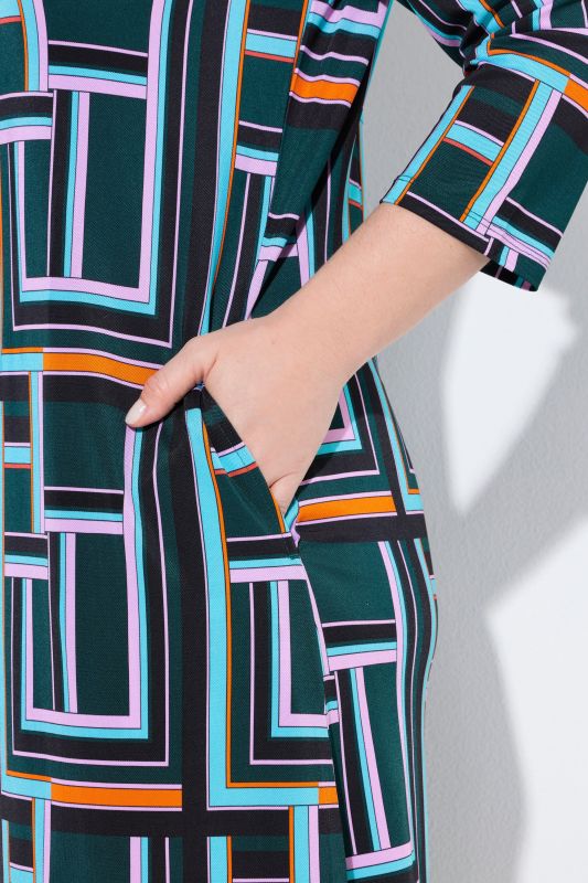 Geometric Print Slinky Dress