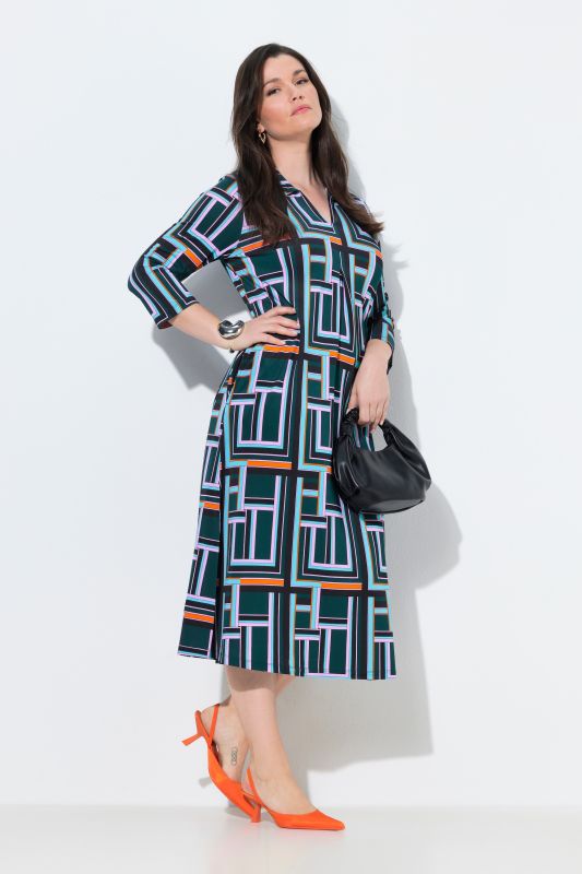 Geometric Print Slinky Dress