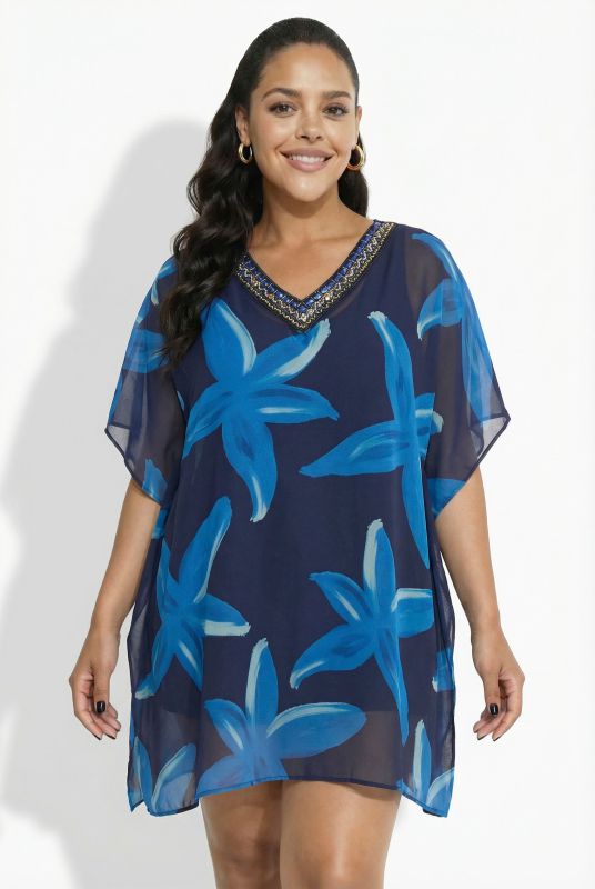 Sheer Floral Tunic Dress