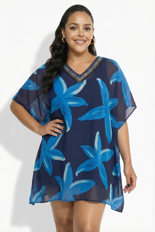 Sheer Floral Tunic Dress