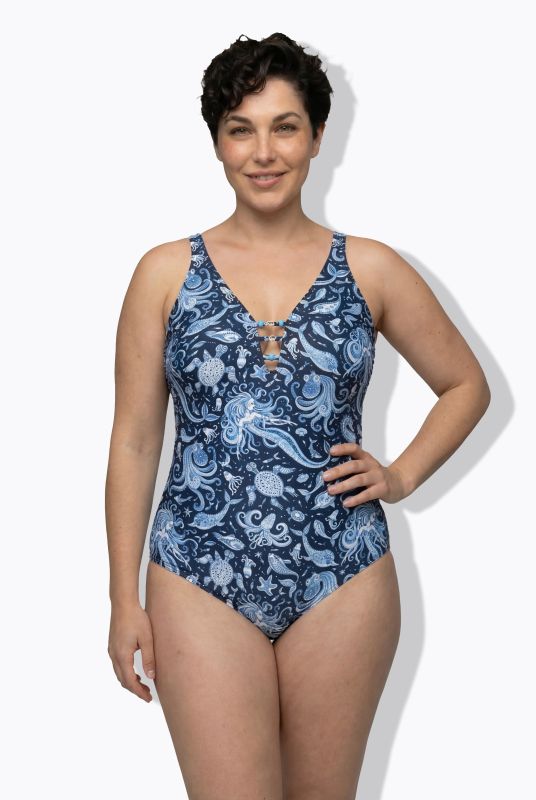 Midnight Ocean Print Swimsuit