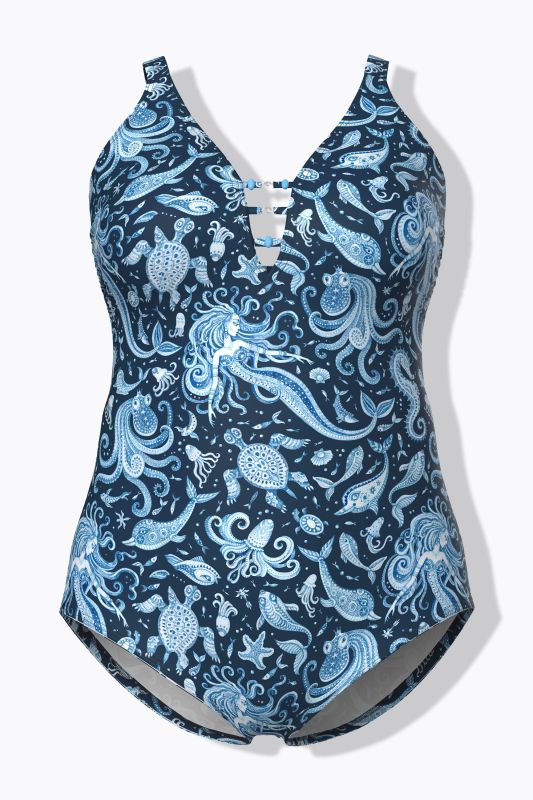 Midnight Ocean Print Swimsuit
