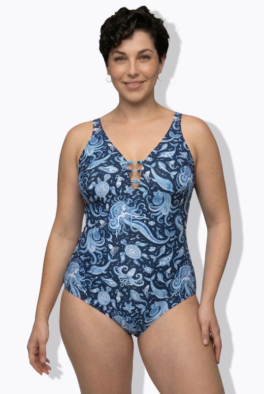 Midnight Ocean Print Swimsuit