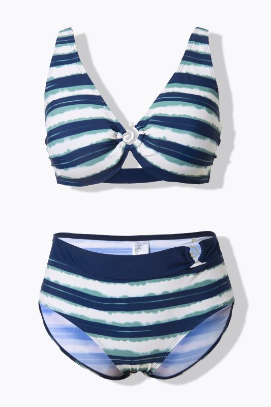Spiral Ring Striped Bikini Set