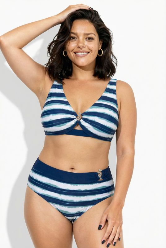 Spiral Ring Striped Bikini Set