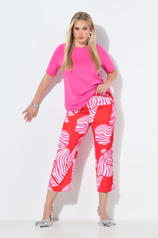 Cropped Striped Geometric Print Pants