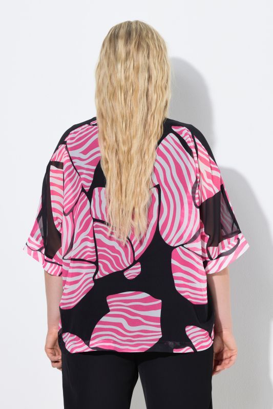 Блуза с шифон и райета