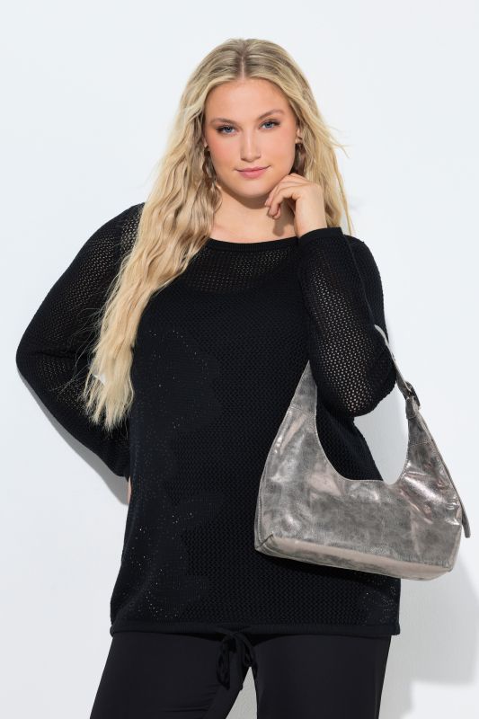 Пуловер с пайети и флорални мотиви