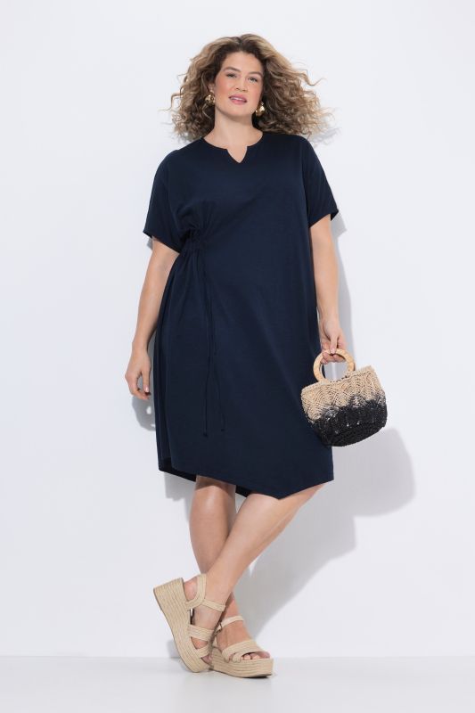 Рокля памучна с асиметрична драперия