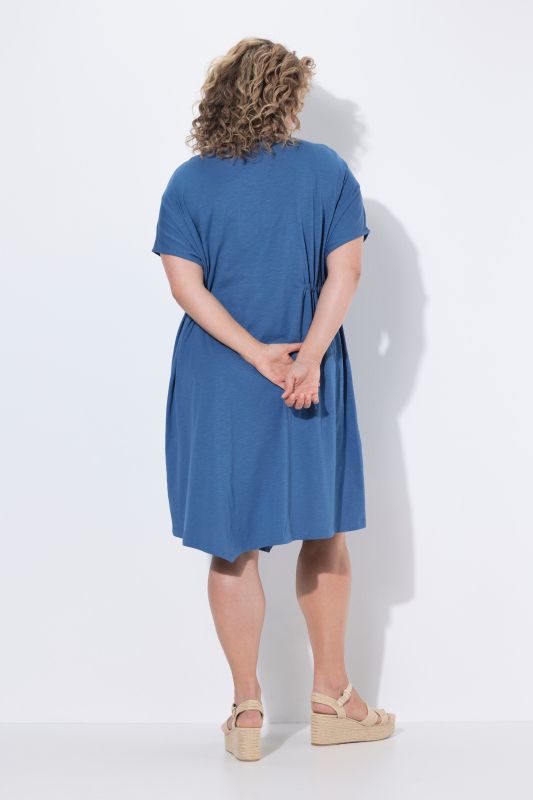 Рокля памучна с асиметрична драперия