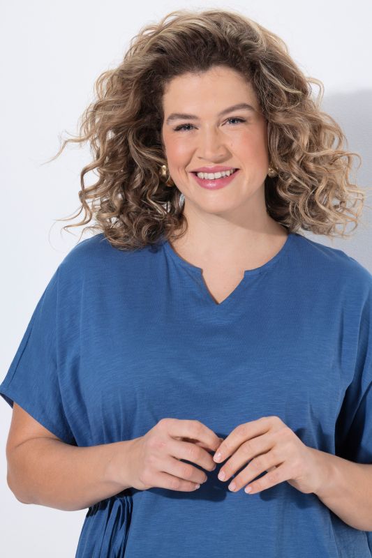 Рокля памучна с асиметрична драперия