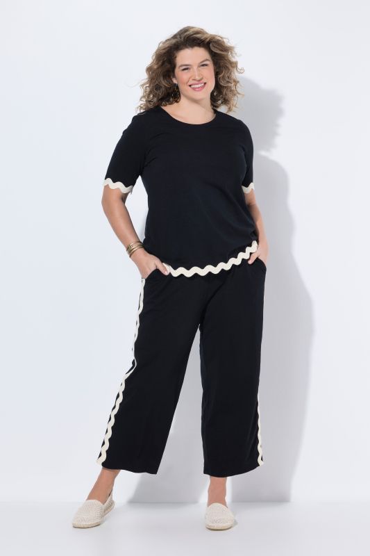 Eco Cotton Contrast Rickrack Trim Culottes