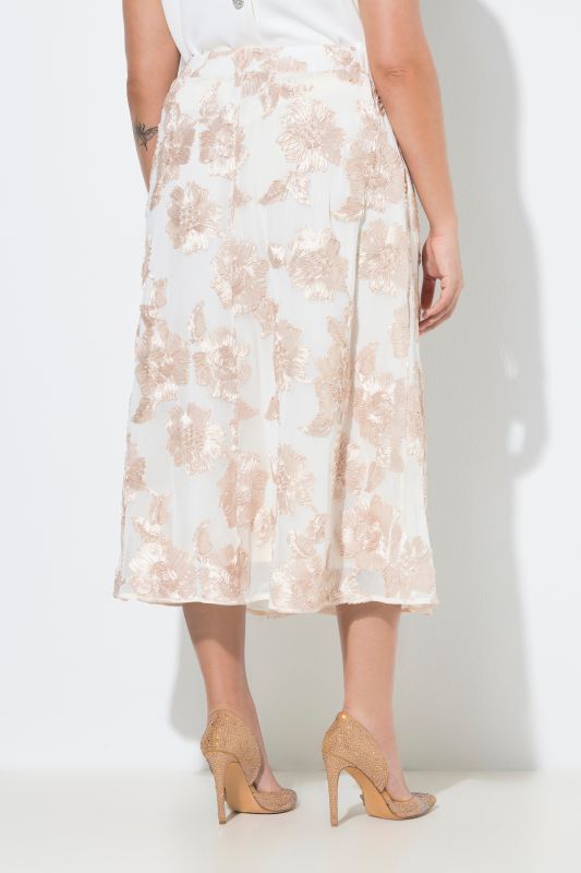 Shimmering Floral Applique Elastic Waist Skirt