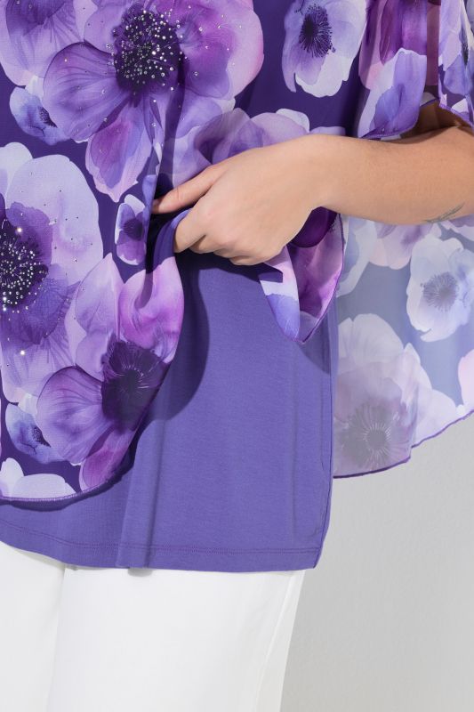 Блуза с шифон с флорален принт