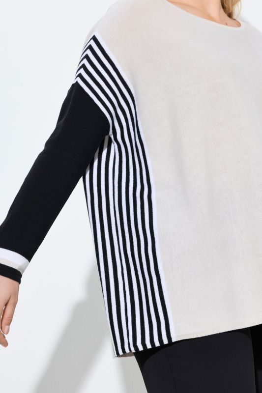 Пуловер с цветни блокови акценти