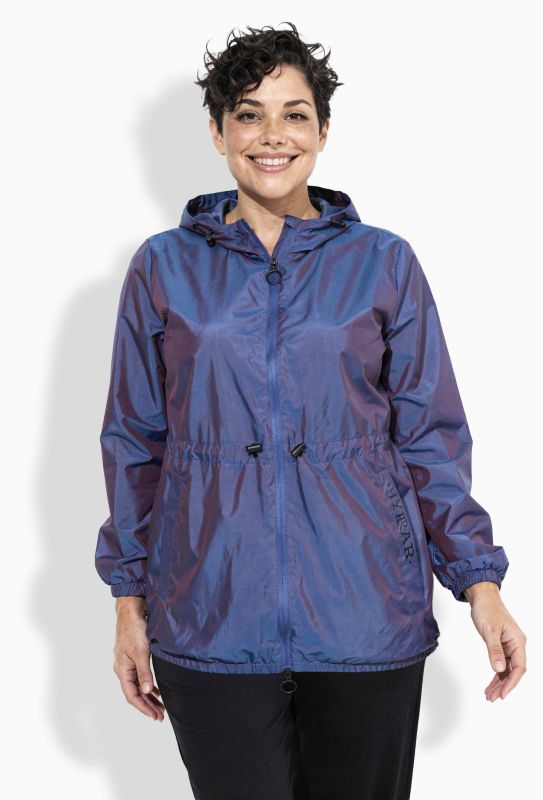 Iridescent Drawstring Waist Rain Jacket