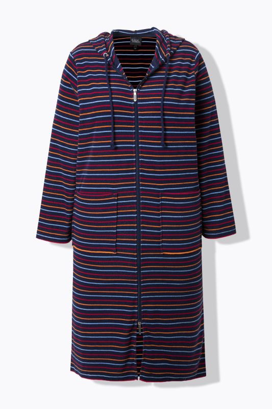 Striped Zip-Up Terry cloth Bathrobe