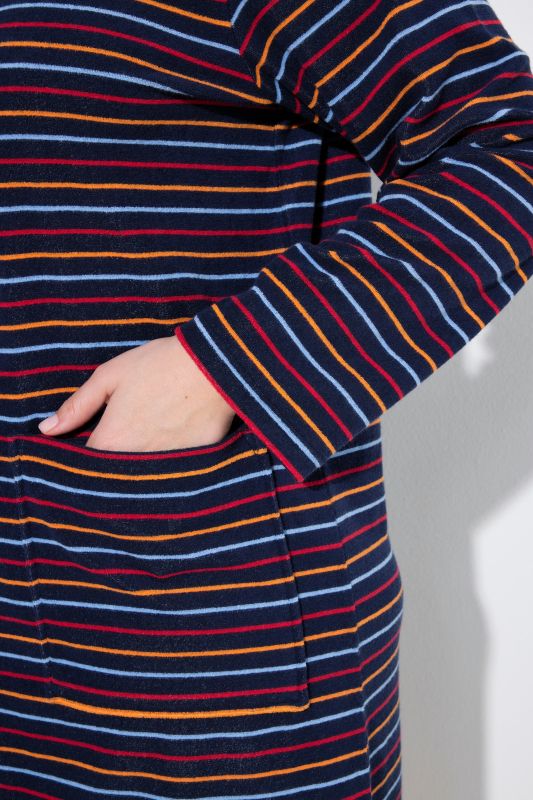 Striped Zip-Up Terry cloth Bathrobe