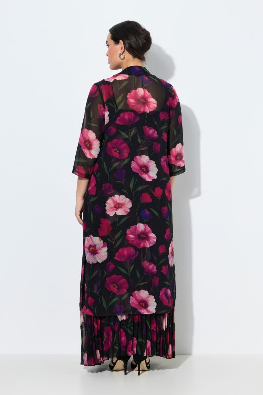 Extra Long Floral Sheer Chiffon Jacket