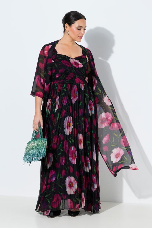 Extra Long Floral Sheer Chiffon Jacket