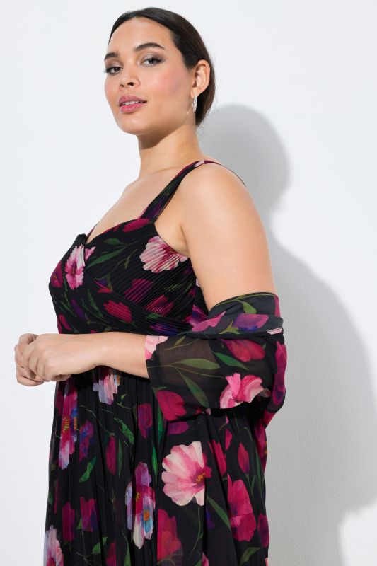 Extra Long Floral Sheer Chiffon Jacket