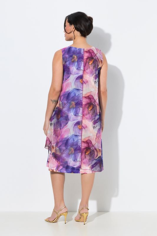 Рокля с шифон и артистичен принт