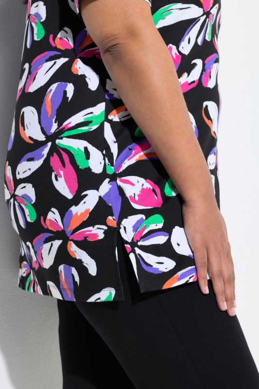 Туника с рисуван флорален принт