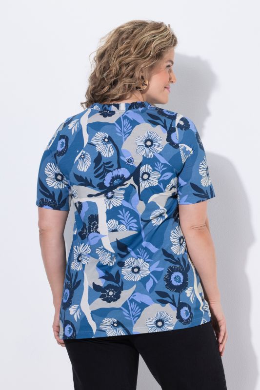 Тениска със завъртян флорален принт