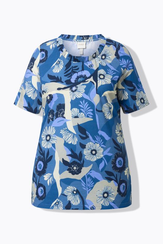 Тениска със завъртян флорален принт