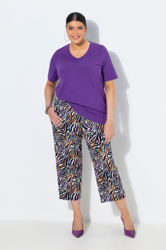 Colorful Zebra Print Cropped Pants