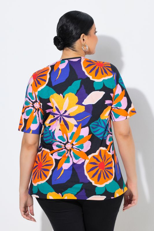 Тениска с неонов тропически принт