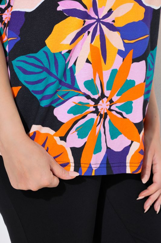 Тениска с неонов тропически принт