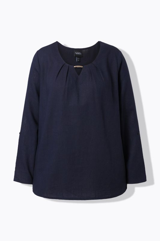 Блуза ленена с метален акцент