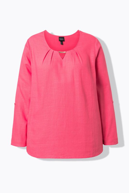 Блуза ленена с метален акцент