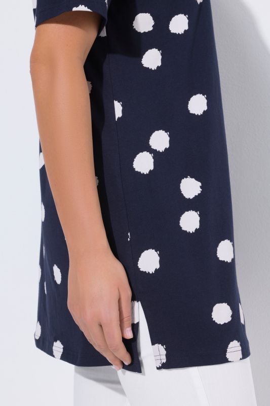 Туника с принт на точки и квадратно деколте