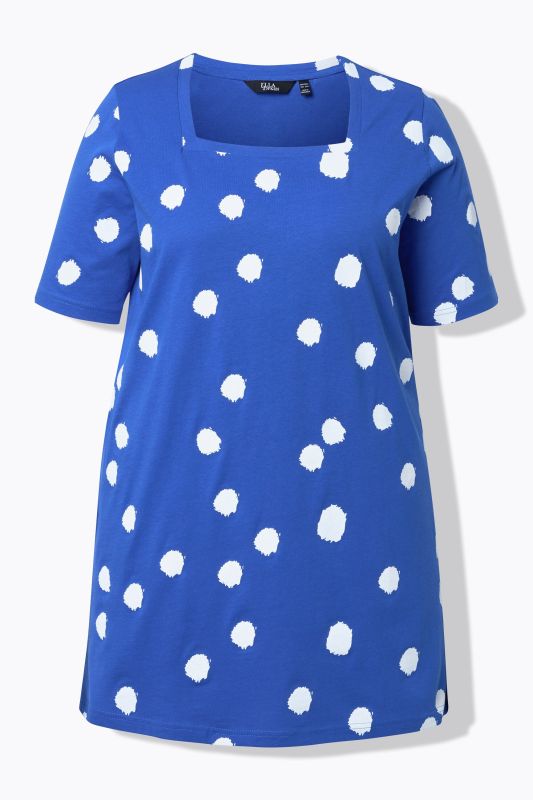 Туника с принт на точки и квадратно деколте