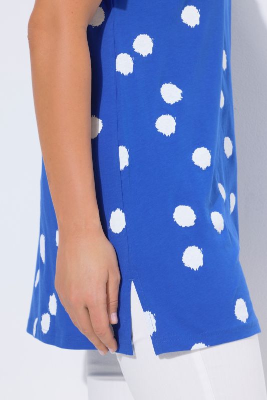 Туника с принт на точки и квадратно деколте