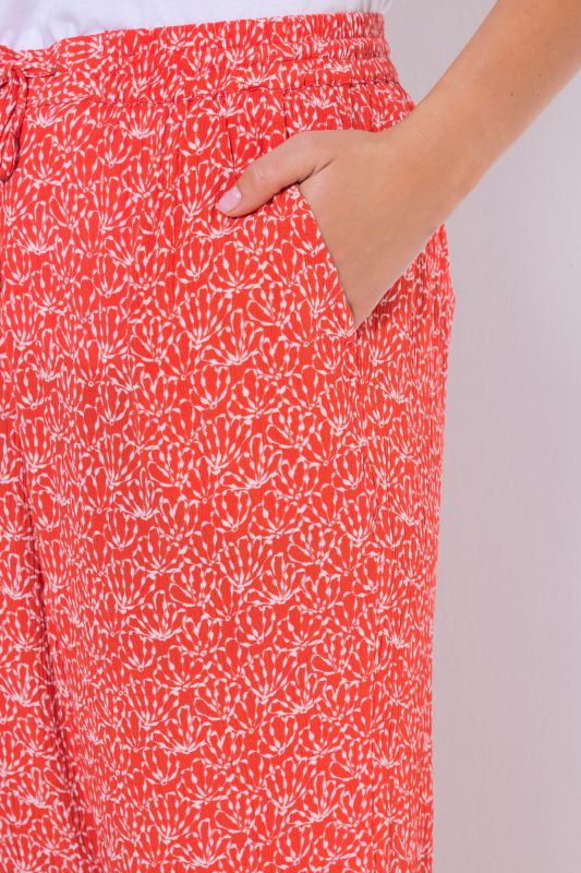 Shell Print Elastic Waist Crepe Pants