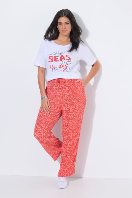 Shell Print Elastic Waist Crepe Pants