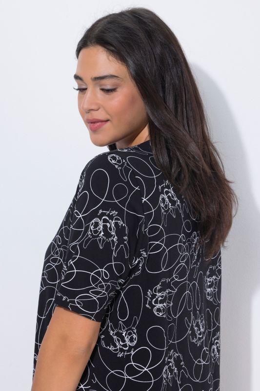 Тениска с животински принт с линии