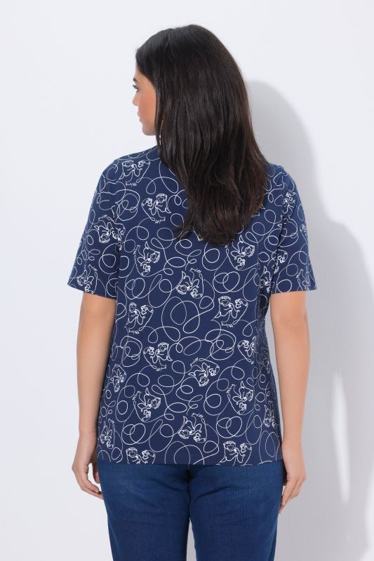 Тениска с животински принт с линии