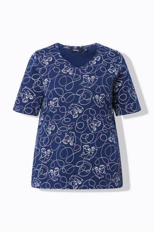 Тениска с животински принт с линии