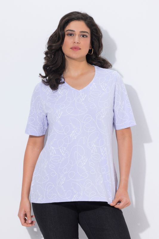 Тениска с животински принт с линии