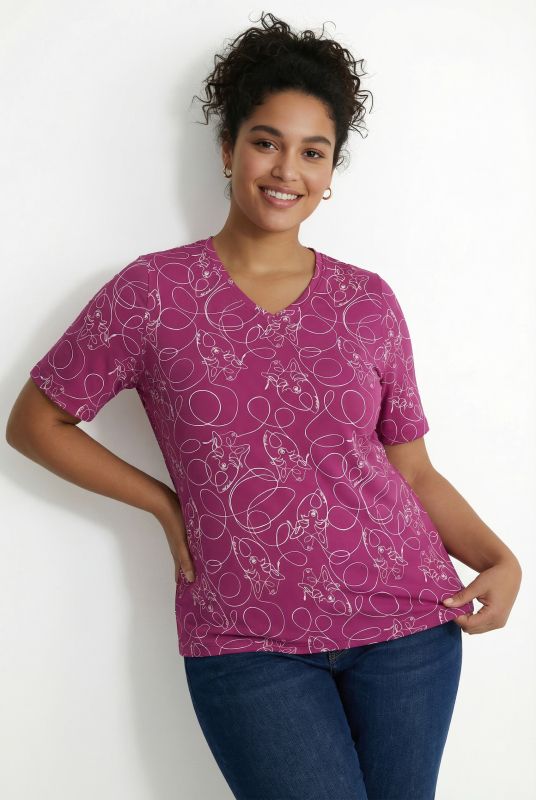 Тениска с животински принт с линии