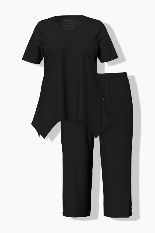 Pointed Hem Two Piece Pajama Set