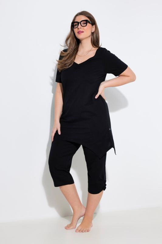 Pointed Hem Two Piece Pajama Set