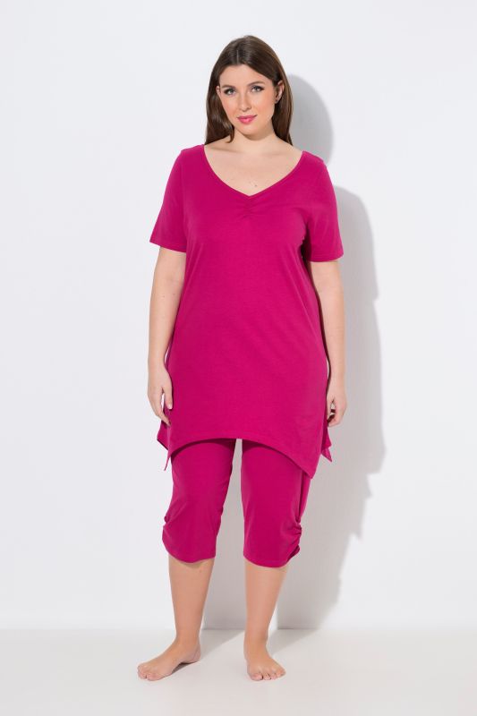 Pointed Hem Two Piece Pajama Set