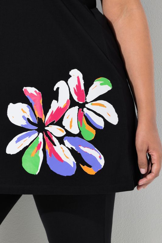 Туника с рисуван флорален принт