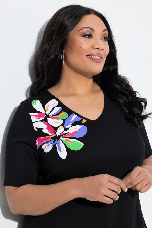 Туника с рисуван флорален принт